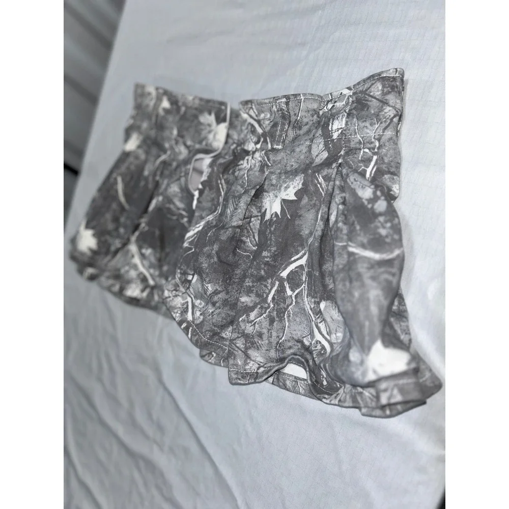 Blue Asphalt‎ Gray Camo Leaf Print Pleated Mini Skort Size L